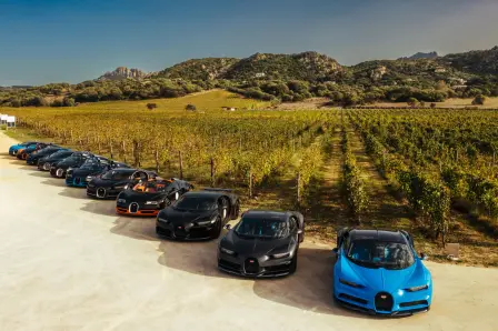 A line-up of 22 Chiron, Centodieci and Veyron models awaited the beginning of a three-day journey.