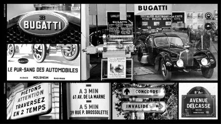 Inspirationen für das neue Bugatti-Logo und die neue Typografie.