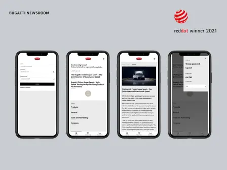 Bugatti Newsroom wins a 2021 Red Dot Design Award in the category Brands & Communication Design.