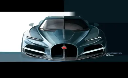 Die zeitlose Form des Bugatti Tourbillons ist geprägt vom Streben nach Geschwindigkeit.