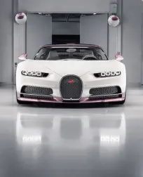 The Bugatti Chiron Sport Alice" in "Matt Blanc" and "Silk Rosé"."