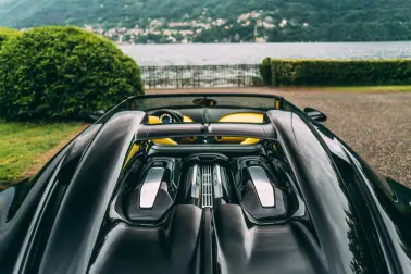 The powerful W16 engine of the W16 Mistral at the Concorso d'Eleganza Villa d'Este 2023.