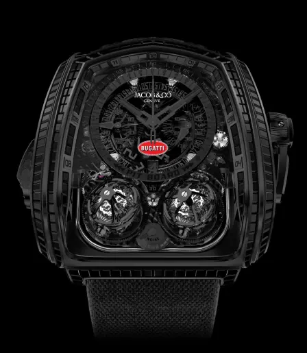 La Cote des Montres : La montre Jacob & Co. Twin Turbo Furious « La Montre  Noire » Bugatti Edition - Célébrer l'automobile la plus mystérieuse du monde