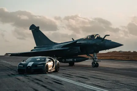 Bugatti Chiron Sport ‘Les Légendes du Ciel’ meets Dassault Rafale Marine – A match-up of Two Superlatives.