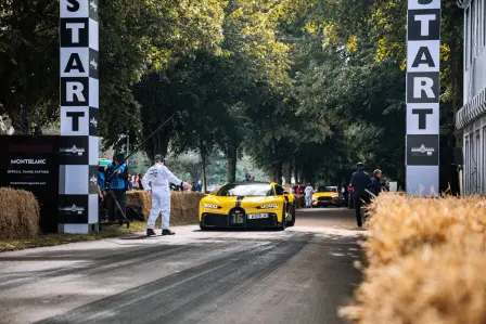 The Bugatti Chiron Pur Sport about to provide with a glimpse of what it is capable of on the 1.86km of the Hill Climb at Goodwood Festival of Speed 2021.