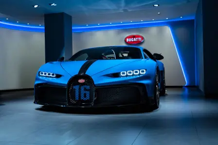 The Bugatti Chiron Pur Sport at the H.R. OWEN showroom in London.