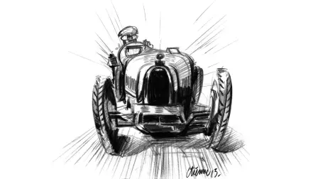 Sketch by Bugatti Design: Meo Costantini in a Type 35