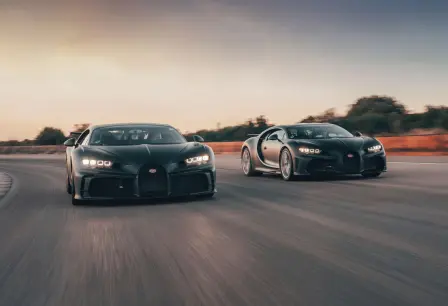 The Bugatti Chiron Pur Sport and the Bugatti Chiron Super Sport 300+: For the first time, the two exceptional vehicles meet in the Nardò Technical Center.