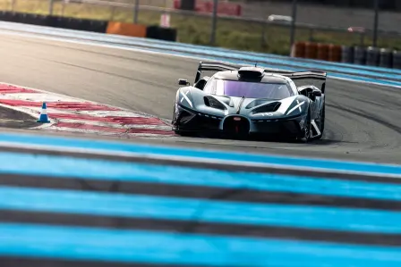 The Bugatti Bolide – ready for the ultimate challenge. At the Circuit Paul Ricard, the Bolide shows what it was created for. A hyper sports car that knows no compromise – built for the track, with a DNA shaped by Bugatti's legendary victories. ​