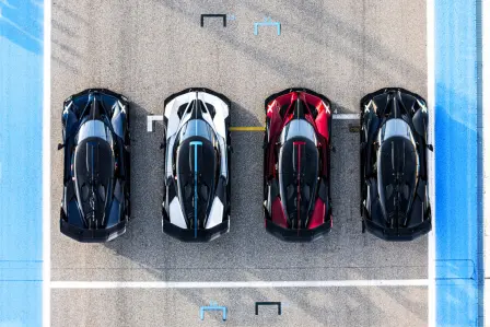 A bird's eye view – a vision of excellence. Four Bolide racing cars, four individual masterpieces, each one embodying the perfection that Bugatti has stood for for over a century.​