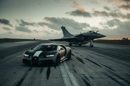 Bugatti Chiron Sport ‘Les Légendes du Ciel’ meets Dassault Rafale Marine – A match-up of Two Superlatives.