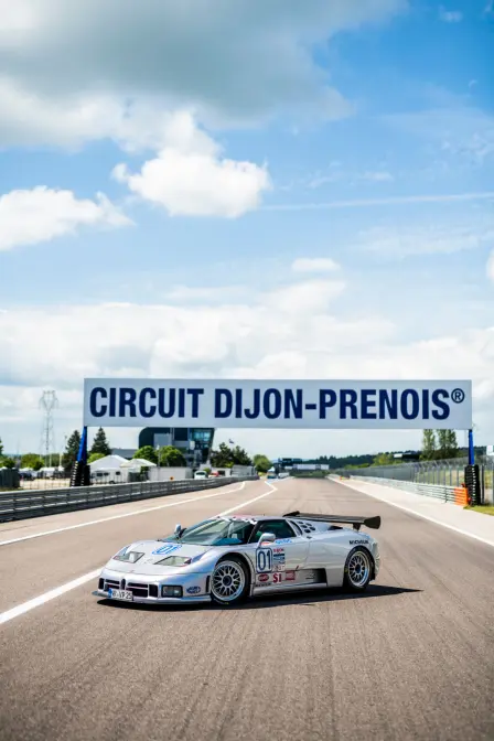 The Bugatti EB 110 Sport Competizione – Returning to the finishing line in Dijon after 25 years.