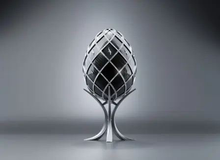 Die Royale Edition ist von einem Diamantgitter aus Sterlingsilber umgeben, das mit Handwerkskunst und Präzision kunstvoll zusammengewebt ist.