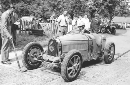 R. Shakespeare in the Type 51 Club car, Prescott 1939 @Bugatti Trust.