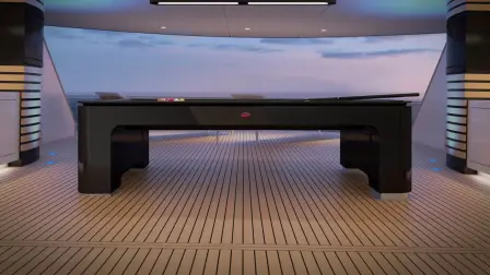 À la maison ou sur un yacht : la table de billard Bugatti peut compenser les mouvements du bateau grâce à une technologie gyroscopique auto-nivelante de pointe.