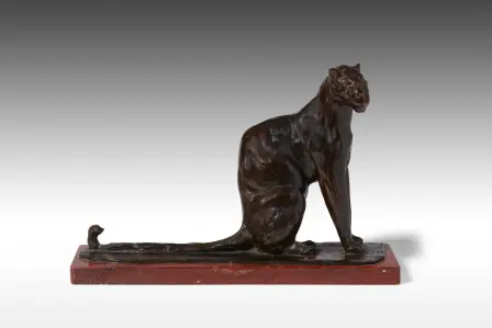 Kleiner sitzender Panther, Rembrandt Bugatti – Die Peter Mullin Collection, versteigert von Bonhams am 24. Juli 2024.