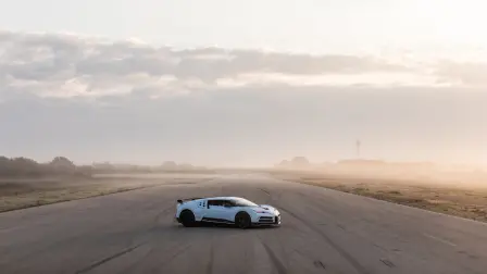 The pre-series prototype vehicle is pushed to the limit by Bugatti’s test drivers and engineers at the Nardò test track.