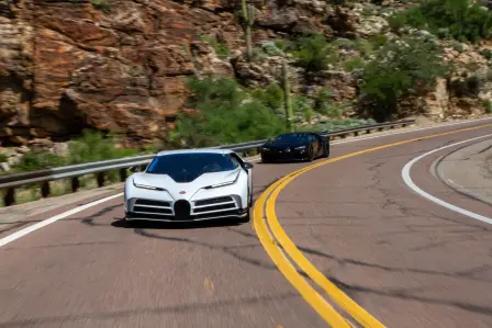 Bugatti engineers complete the next development phase of the exclusive Centodieci with hot weather testing in the Arizona desert.