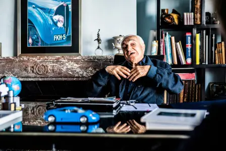 Romano Artioli sharing his passion for Bugatti in his residence in Italy.