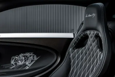 The Type 50S is recalled via a hand-applied representation of its exploit at Le Mans on each of the door panels, while ‘Le Mans 1931’ is hand-stitched into the headrests.
