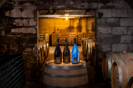 The selection of vintage Bugatti champagne from Champagne Carbon.