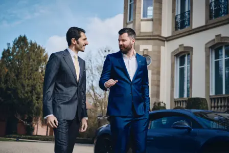 Muhammad Binghatti, CEO of Binghatti, and Mate Rimac, CEO of Bugatti Rimac, in Molsheim to seal the partnership and the first Bugatti Residences by Binghatti in Dubai.