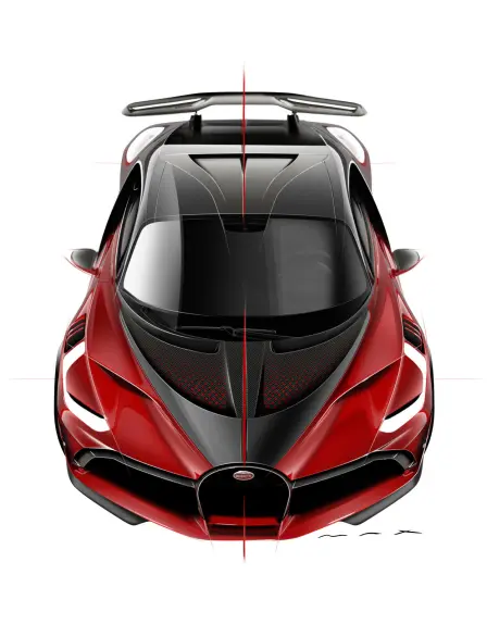 La Bugatti Divo « Lady Bug » dans les couleurs spéciales « Customer Special Red » et « 
 Graphite ».