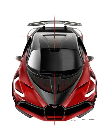 La Bugatti Divo « Lady Bug » dans les couleurs spéciales « Customer Special Red » et « 
 Graphite ».