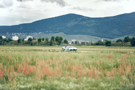 The Divo during its high-speed tests on the runway at the Colmar airport.