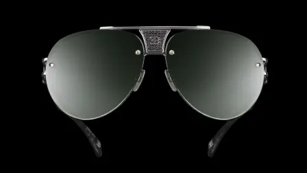 05. 925 Sterling Silver and Embossed Leather Temples, Bugatti Eyewear Collection One.
