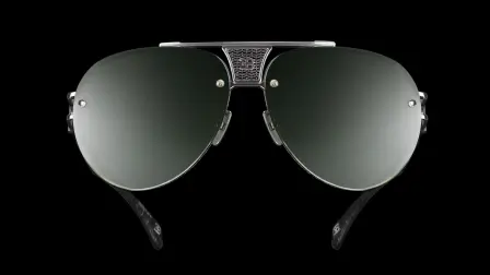 05. 925  Sterling Silver and Embossed Leather Temples, Bugatti Eyewear Collection One.