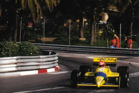 Pierre-Henri Raphanel racing in Formula 1 at the 1989 Monaco Grand Prix.