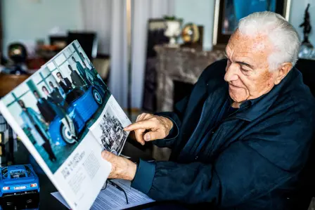 Romano Artioli sharing his passion for Bugatti in his residence in Italy.