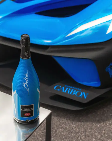 The Champagne Carbon ƎB.03 Edition is the perfect pairing to Bugatti Bolide. Please enjoy responsibly. Don't drink and drive.
