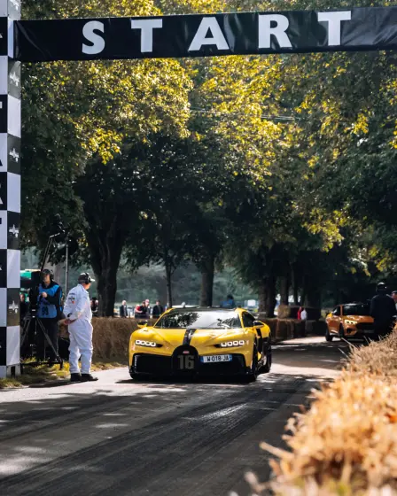 The Bugatti Chiron Pur Sport about to provide with a glimpse of what it is capable of on the 1.86km of the Hill Climb at Goodwood Festival of Speed 2021.