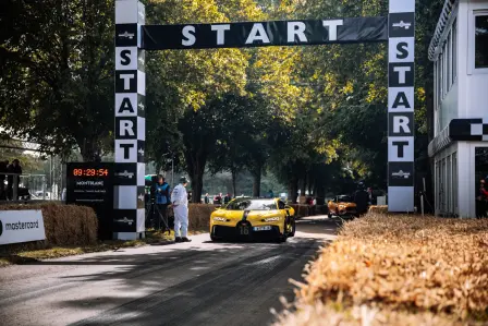 The Bugatti Chiron Pur Sport about to provide with a glimpse of what it is capable of on the 1.86km of the Hill Climb at Goodwood Festival of Speed 2021.